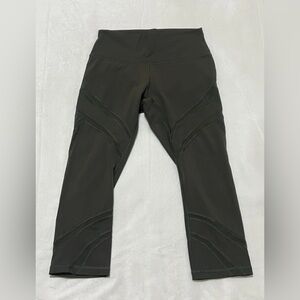Lululemon Wunder Under High-Rise Crop 21” Mesh Dark Olive Color Size 8
